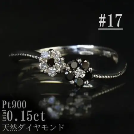 【サイズ:17号】Pt900ブラックダイヤフラワーデザインリング R4142BL-P【配送不可地域：離島・沖縄県】【1763371】
