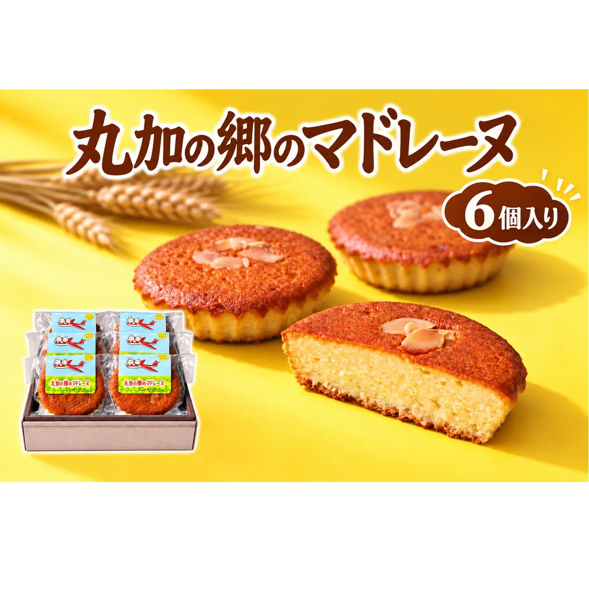 丸加の郷のマドレーヌ 6個入り 個包装｜北海道 滝川市 バター 焼き菓子 スイーツ 洋菓子 お菓子 北海道産小麦 きたほなみ おやつ ティータイム 贈り物 ギフト 手土産 お土産 プレゼント お取り寄せ