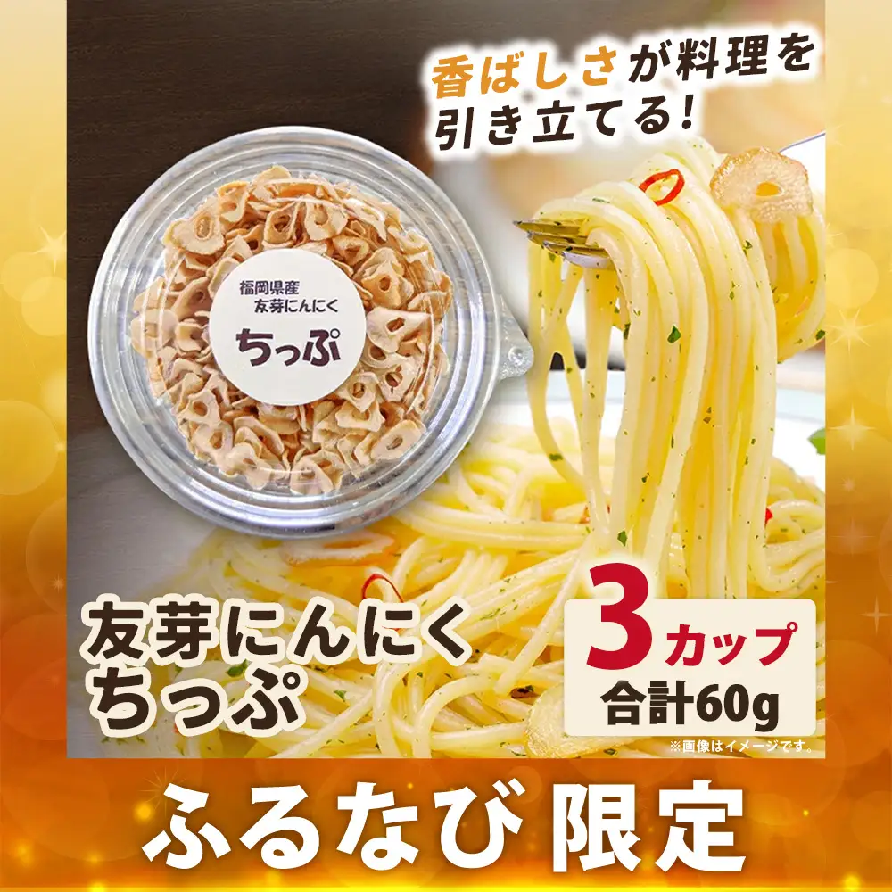 【ふるなび限定】 友芽にんにくちっぷ 3個 にんにく ガーリックチップ 友芽にんにく ガーリック にんにくスライス 調味料 トッピング サラダ パスタ ラーメン カレー 炒め物 長期保存 便利