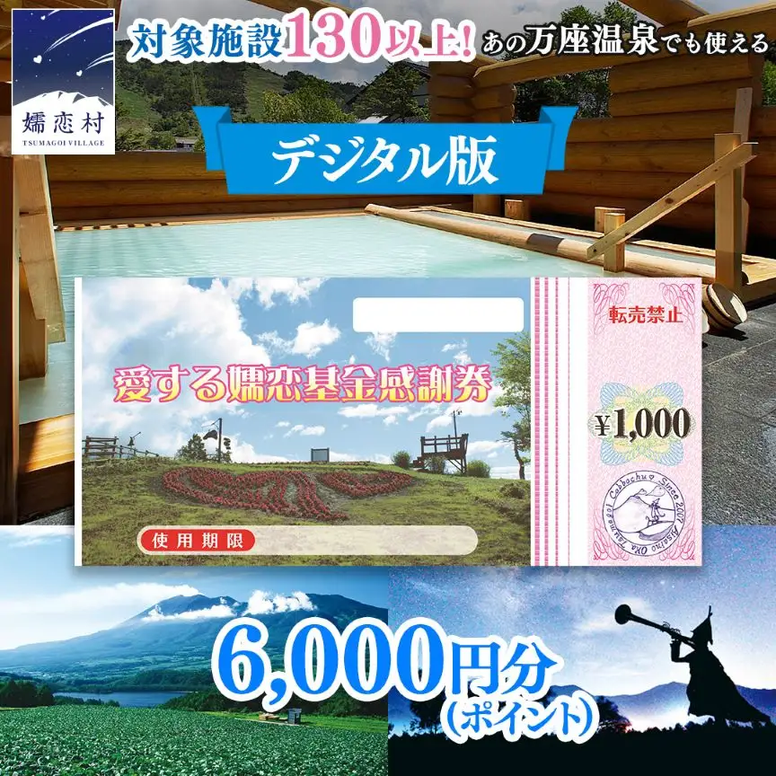 【デジタル感謝券】嬬恋村 で使える 感謝券 6,000円 分 電子クーポン [AO045tu]