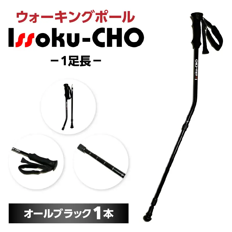 ウォーキングポール Issoku-CHO（1足長） オールブラック 1本 R17032