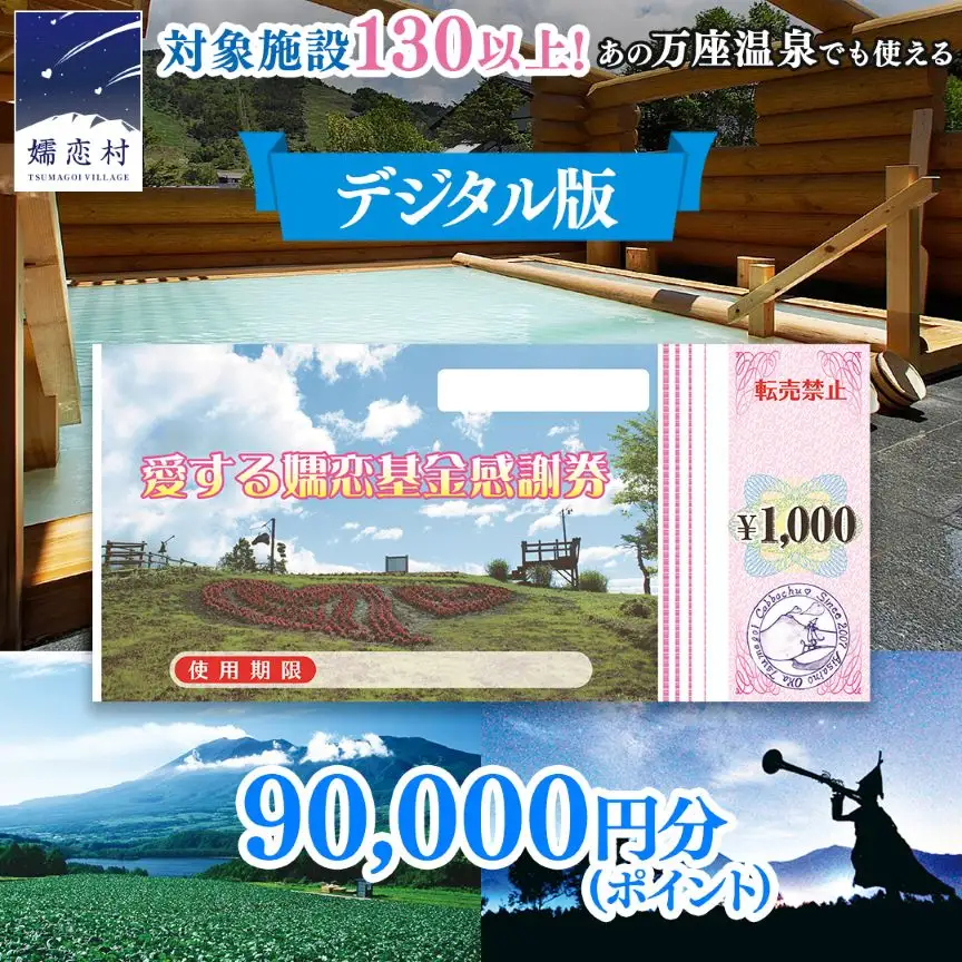 【デジタル感謝券】嬬恋村 で使える 感謝券 90,000円 分 電子クーポン [AO055tu]