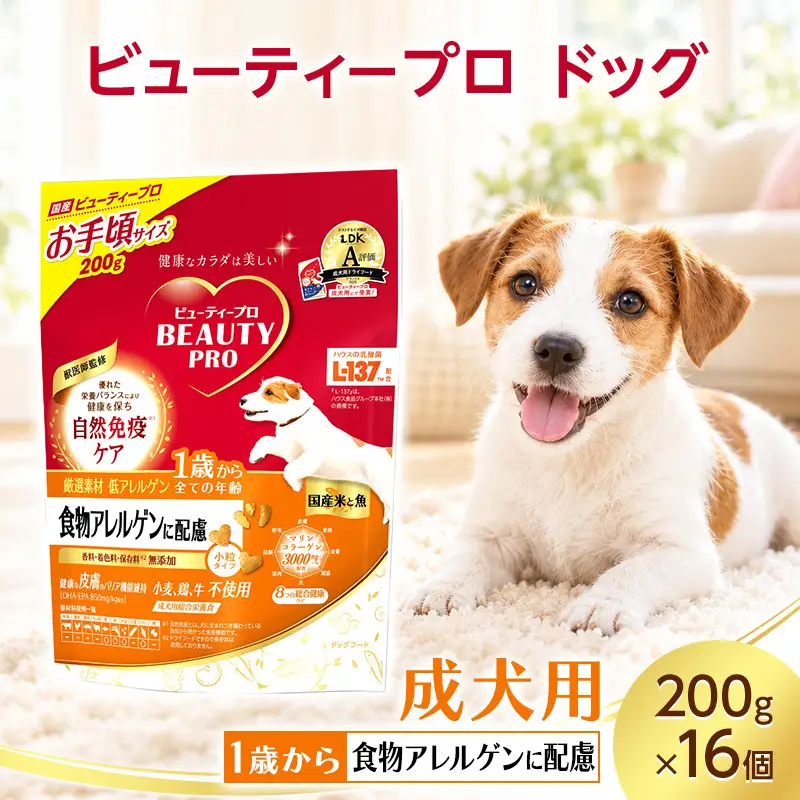 ビューティープロ ドッグ 食物アレルゲンに配慮 1歳から 200g ケース販売 ペットフード 犬 愛犬 ペット ペット用品 犬用 愛犬用 ごはん 静岡 袋井市