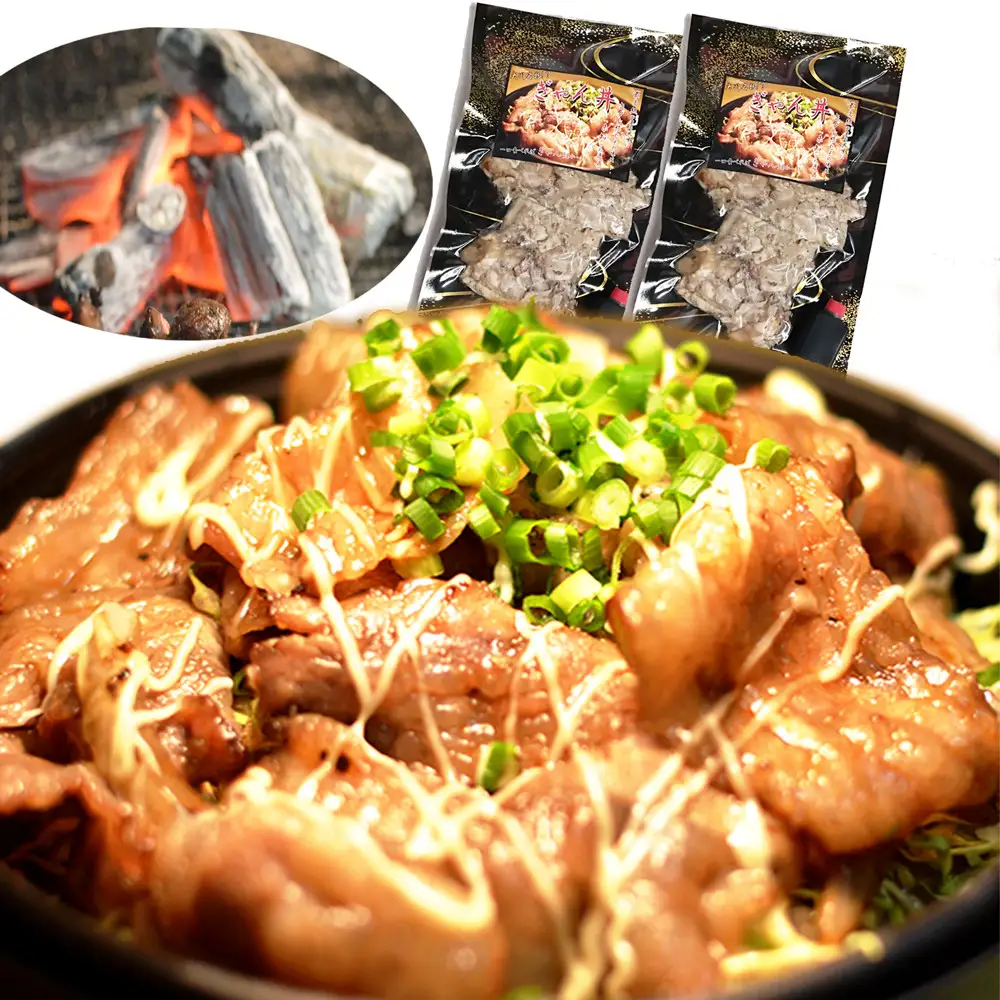 大川新名物！！ぎゃん丼(炭火豚丼)の具冷食2パック【メディア出演実績多数！！】