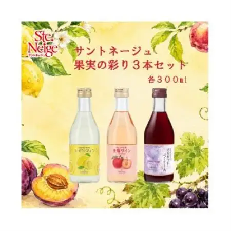 サントネージュ果実の彩り3本セット(レモンワイン・貴陽ワイン・マスカット・ベーリーA 各300ml)【1755776】