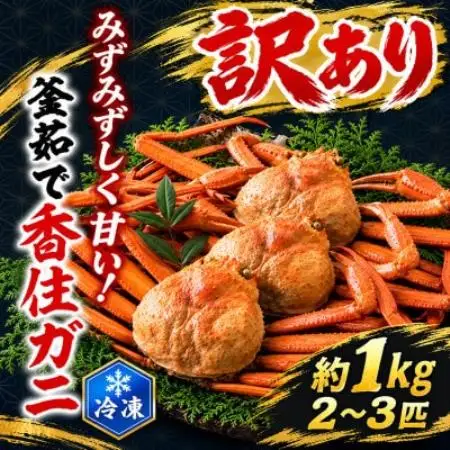 訳あり 兵庫県香住産 釜茹で香住ガニ(紅ズワイガニ)2～3匹入(約1kg) 冷凍【配送不可地域：離島】【1783410】