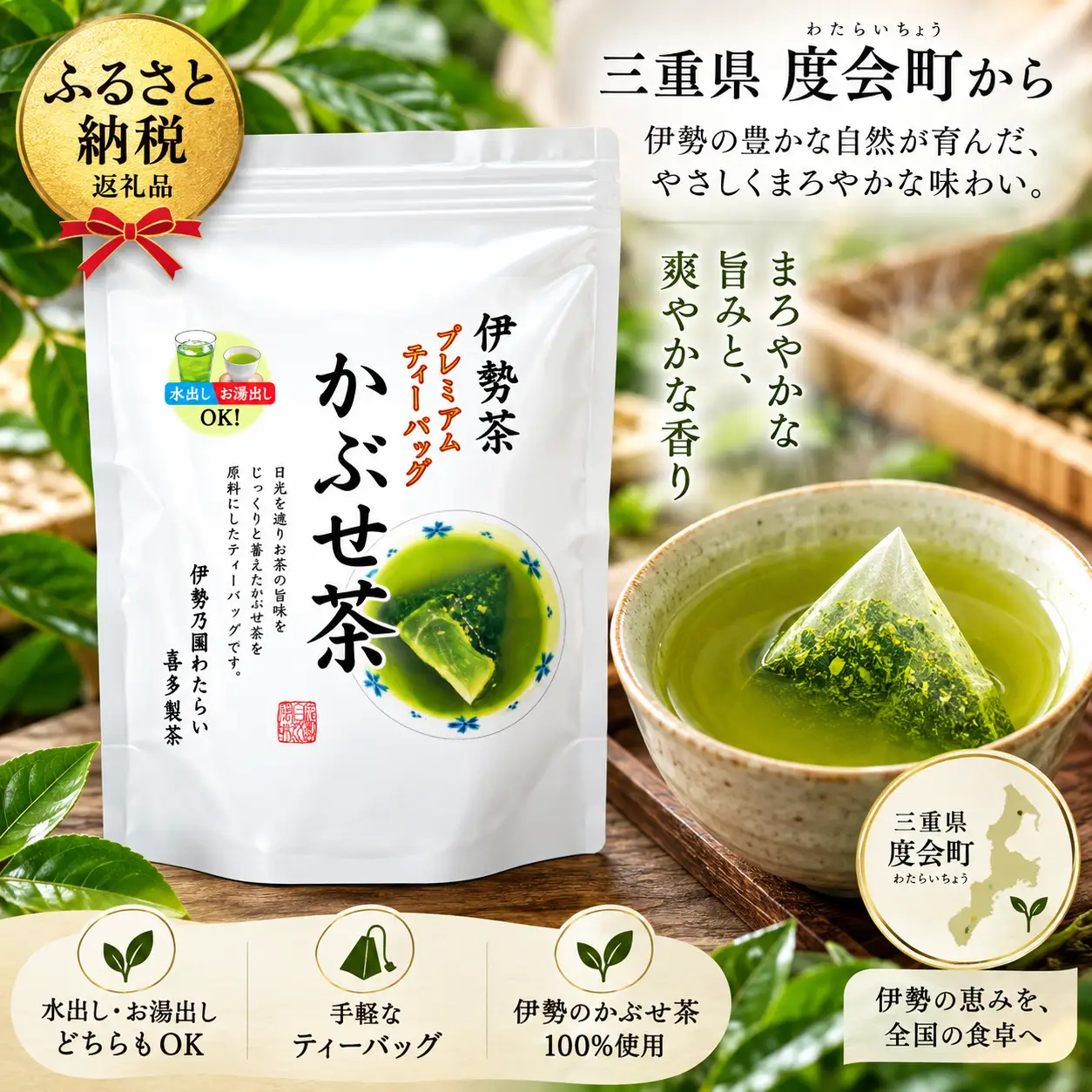 伊勢茶　喜多製茶　かぶせ茶ティーパック　5ｇ50個入り ／ 喜多製茶 お茶 緑茶 日本茶 本格的 手軽 国産 三重県 度会町 伊勢志摩