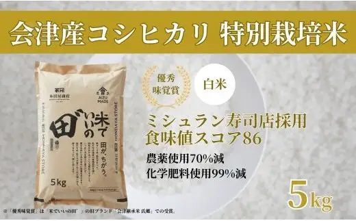 【2026年11月以降発送開始予定】会津産コシヒカリ 米でいいの田゛白米 5kg｜  会津産 米 お米 こめ コメ 精米 こしひかり
