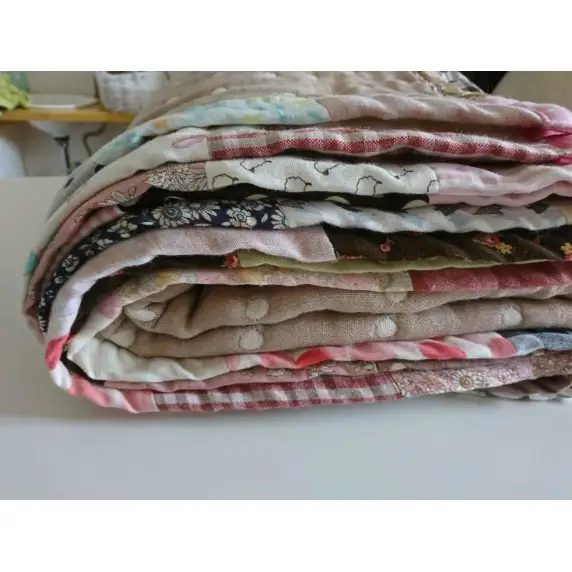 ハンドメイドの国産6重ガーゼのシングルハーフ【140cm×100cm】サイズブランケット（ピンク）