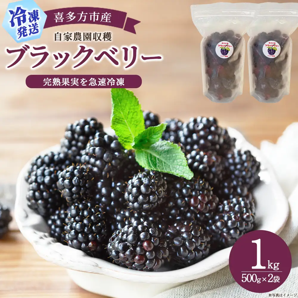 【冷凍】喜多方市産ブラックベリー　1kg　【07208-1038】