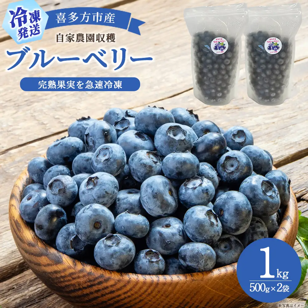 【冷凍】喜多方市産ブルーベリー　1kg(500g×2袋)　【07208-1041】