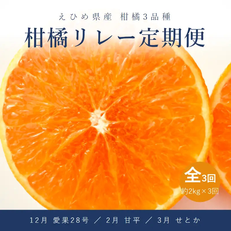 【全3回】松山柑橘リレー定期便 家庭用 各回2kg / 愛果28号 (紅まどんなと同品種)･甘平･せとか【VRS011】