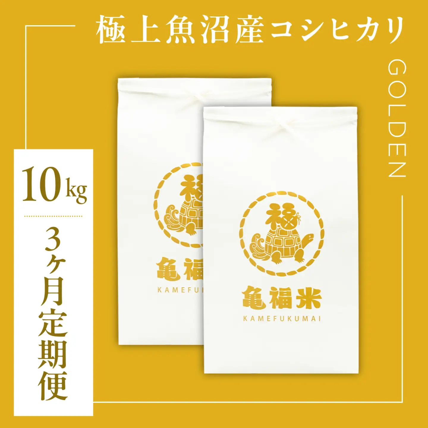 【3ヶ月定期便】極上 魚沼産コシヒカリ「亀福米/GOLDEN」10kg (5kg×2袋) (特別栽培米) | 津南町 魚沼 令和8年
