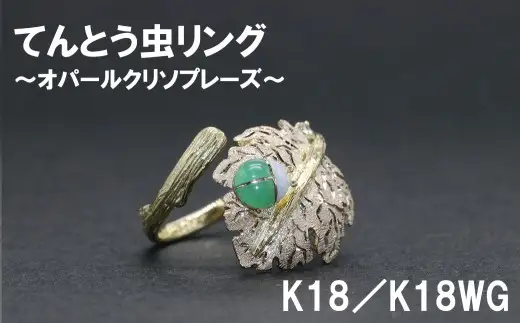 てんとう虫リング  オパールクリソプリーズ（K18／K18WG）【号数：７号～１６号】
