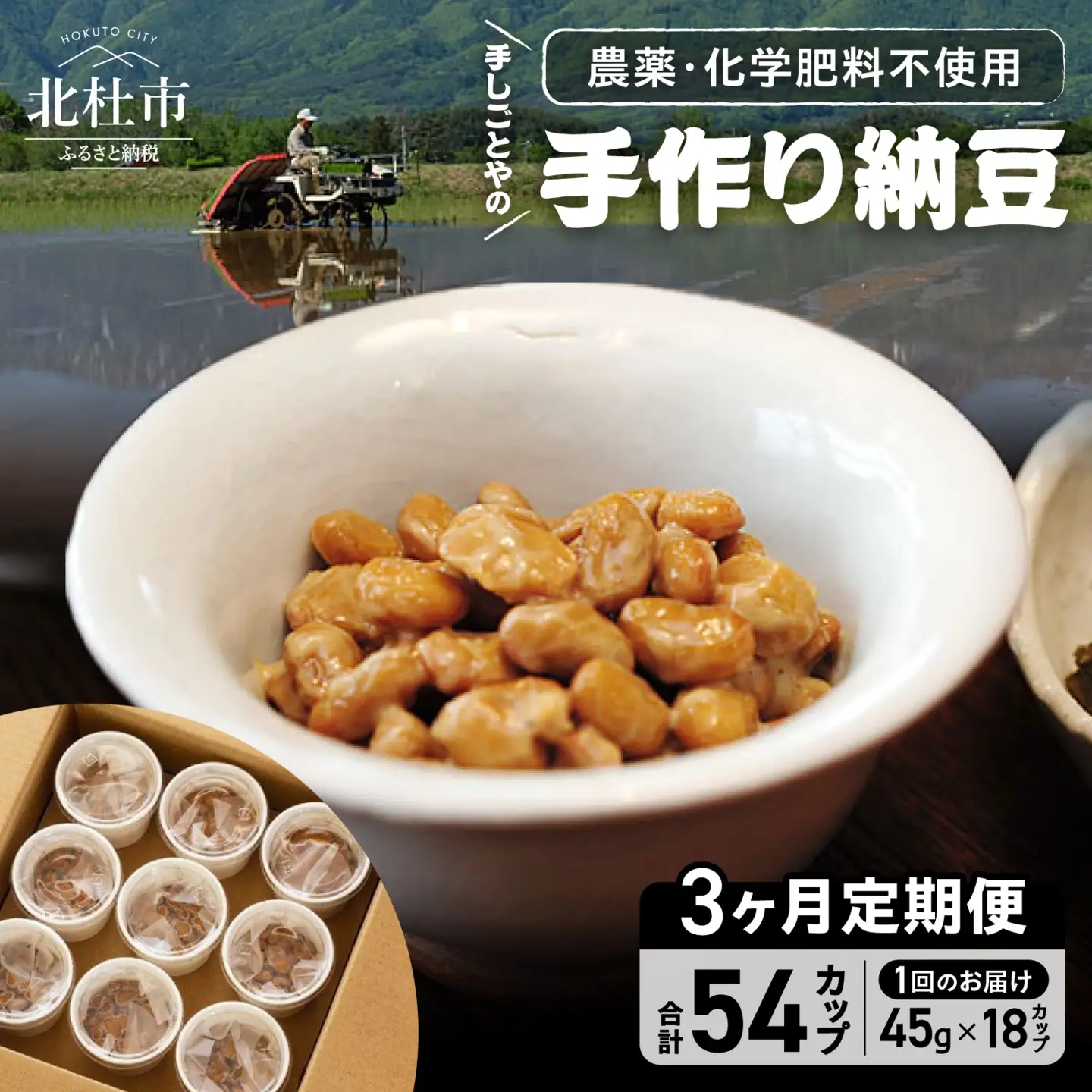 【3ヶ月定期便】農薬・化学肥料不使用 手作り納豆 [h046]