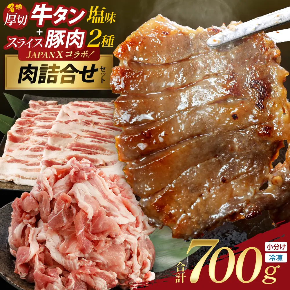 お試しサイズ！厚切り牛たん（塩）・JAPAN X豚肉　全3種セット　【04301-1100】