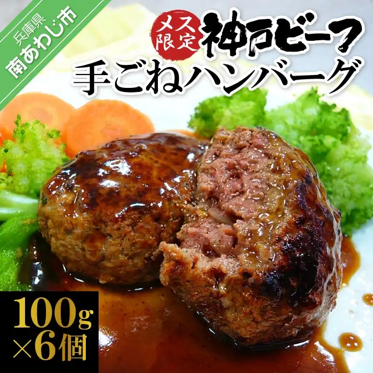 メス限定神戸ビーフ　手ごねハンバーグ　100g×6個