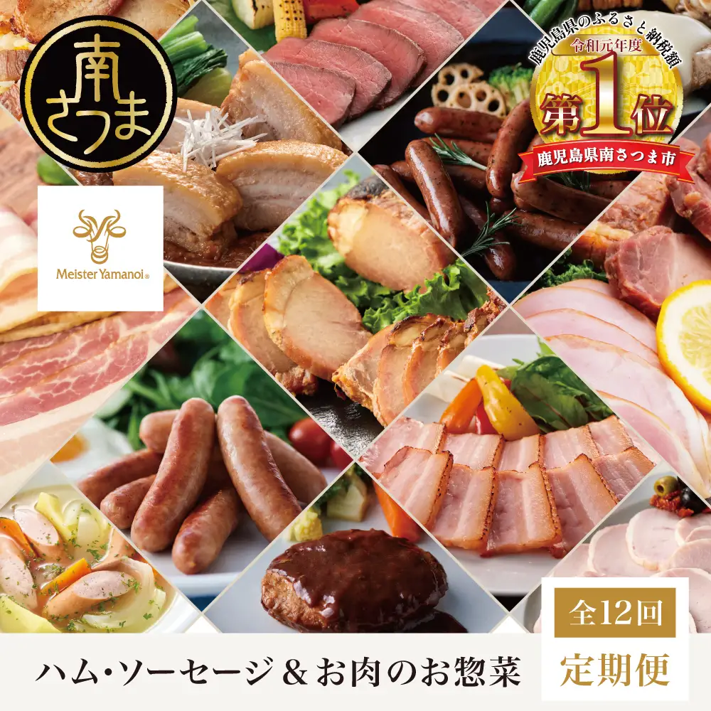 ［定期便 全12回］ハム・ソーセージ＆お肉のお惣菜 定期便〈マイスター山野井〉 ハンバーグ 焼豚 ウインナー セット
