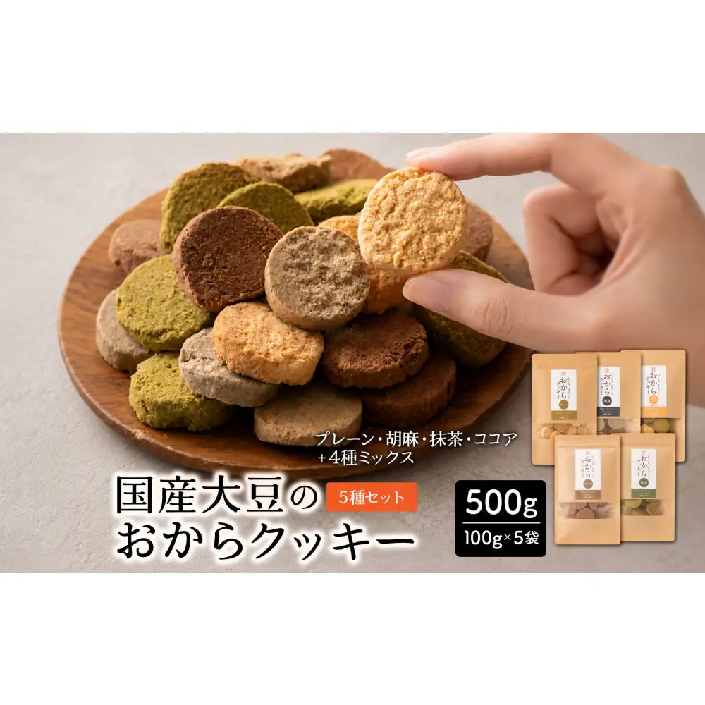 国産 おからクッキー5種セット合計500g(100g×5袋)