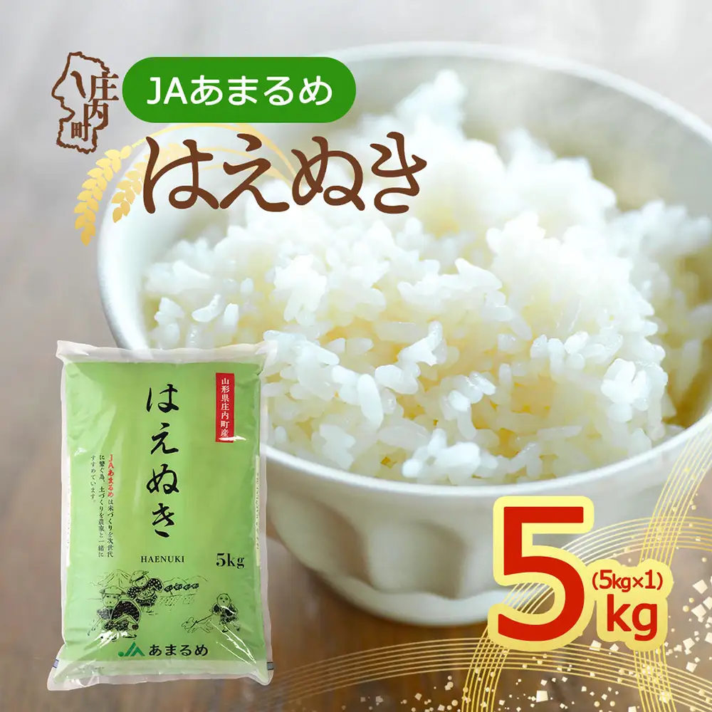 【令和8年産】JAあまるめ はえぬき 5kg 5kg×1袋 庄内町産 山形県 余目産 ブランド米 米 国産 単一原料米 山形 庄内平野 庄内