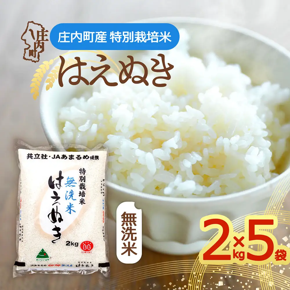 【令和8年産】特別栽培米 はえぬき 無洗米 10kg 2kg×5袋 庄内町産 余目産 余目町農協 あまるめ ブランド米 米 国産 単一原料米 山形 庄内平野