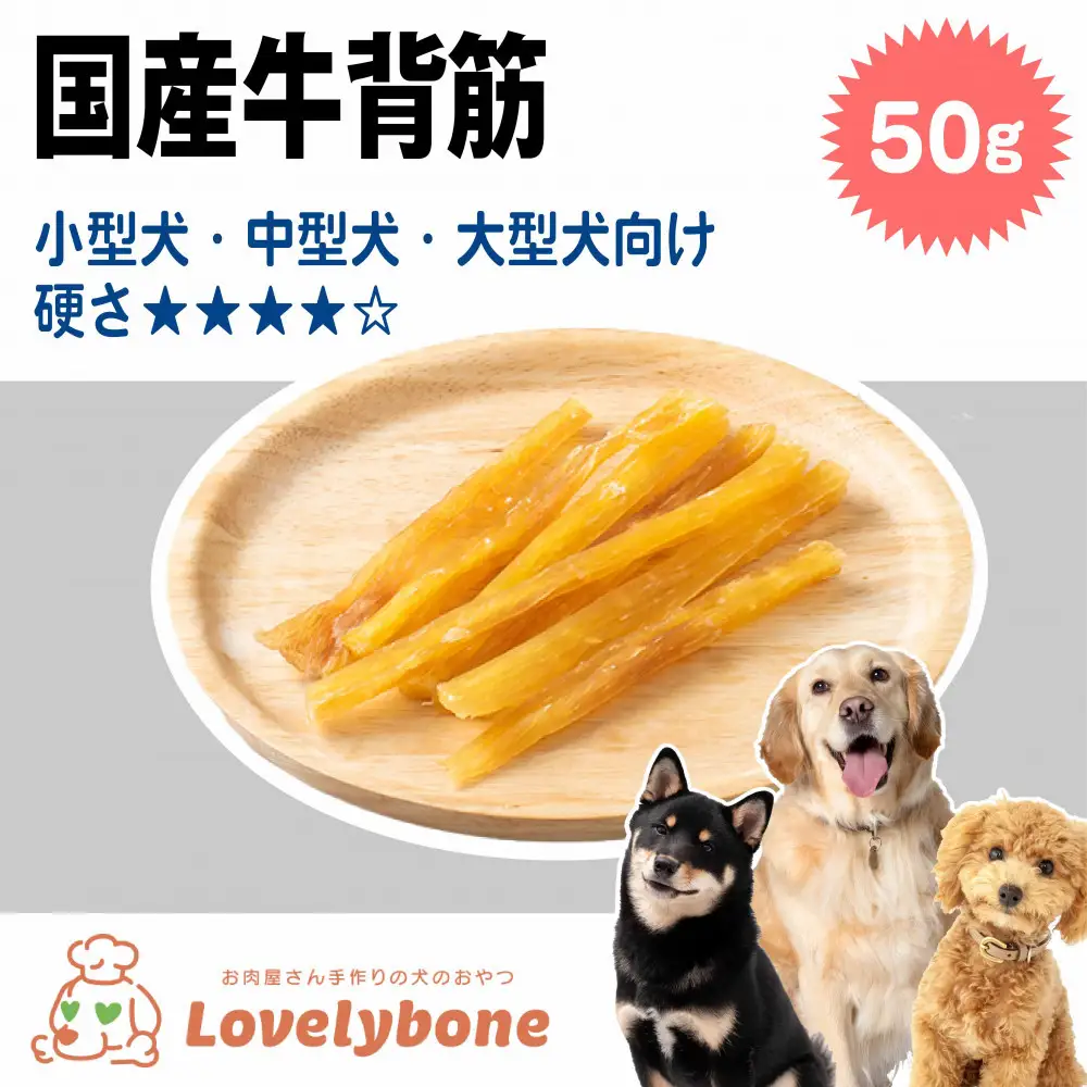 精肉店がこだわった　犬のおやつ【お値段そのまま増量しました！】国産牛背筋　80g　 無添加 手作り Lovelybone