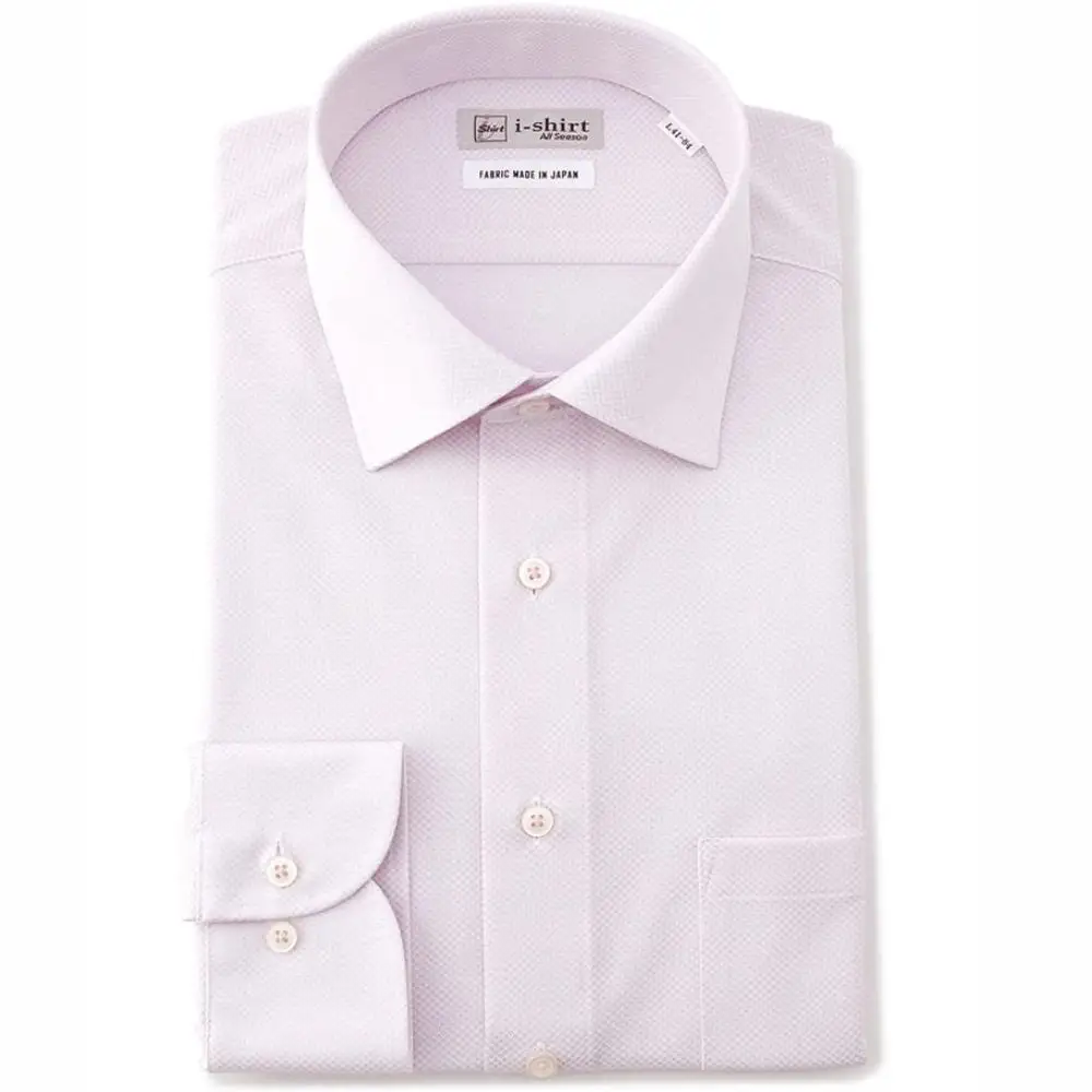 ［P.S.FA］i-shirt（アイシャツ）メンズ 長袖 ロンビック柄 セミワイド L.ピンク Sサイズ（首回り37cm／裄丈80cm）