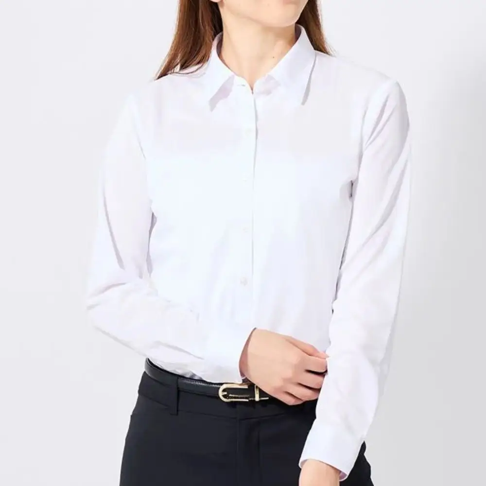 ［P.S.FA］i-shirt（アイシャツ）レディース 長袖 ダイヤ柄 レギュラー ホワイト 11号（首回り39.5cm／裄丈75cm）