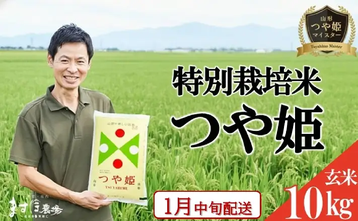 SB1177　1月中旬配送／令和8年産【玄米】つや姫マイスターが作った 特別栽培米『つや姫』10kg(5kg×2袋)［減農薬・減化学肥料］ MA