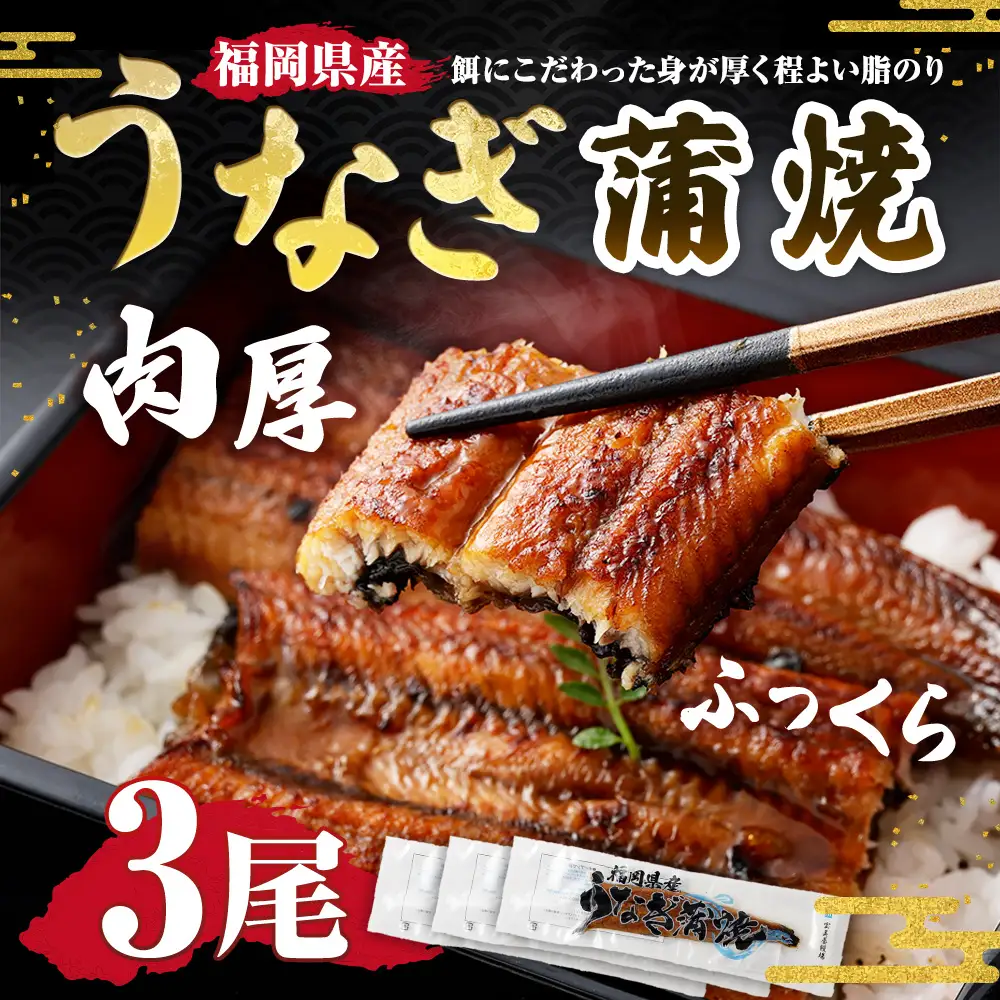 福岡県産肉厚ふっくらうなぎ蒲焼 3尾入り （ 1尾 140g以上 × 3尾 ） うなぎ ウナギ 鰻 魚介 魚介類 蒲焼 蒲焼き うな重 うな丼 鰻重 惣菜 おかず おつまみ 晩酌 酒の肴 国産 冷凍