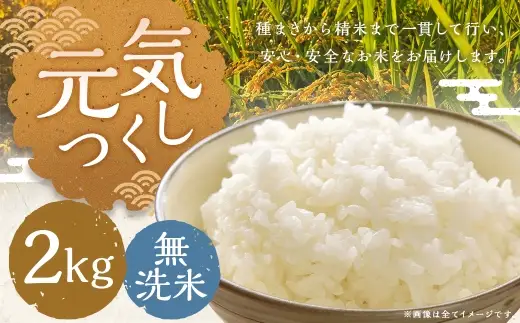 元気つくし 2kg 無洗米 お米 米 こめ コメ 白飯 飯 ご飯 おにぎり 国産 福岡県産