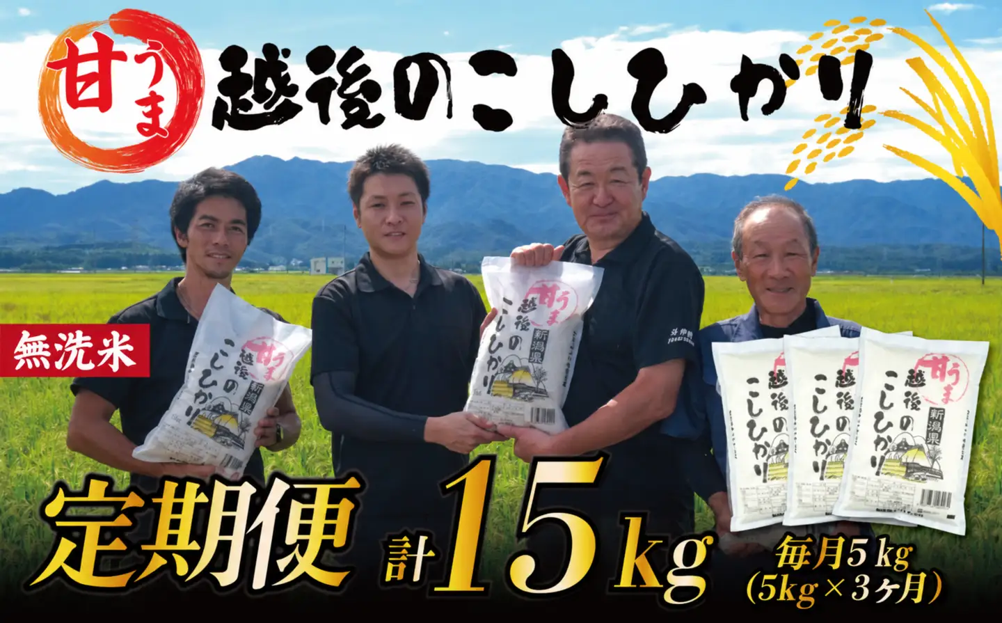 【令和8年産定期便】 3ヶ月 定期便 コシヒカリ  無洗米 5kg 3ヵ月 15kg 令和8年産 甘うま越後の こしひかり 米 お米 こめ 新潟米 新潟県産 新潟産 新潟 新潟県 新発田産 新発田 新発田市 斗伸 toushin076_01