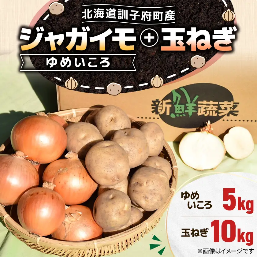 【北海道訓子府町】ゆめいころ(ジャガイモ)5kg+玉ねぎ10kg【配送不可地域：離島・沖縄県】【1771324】