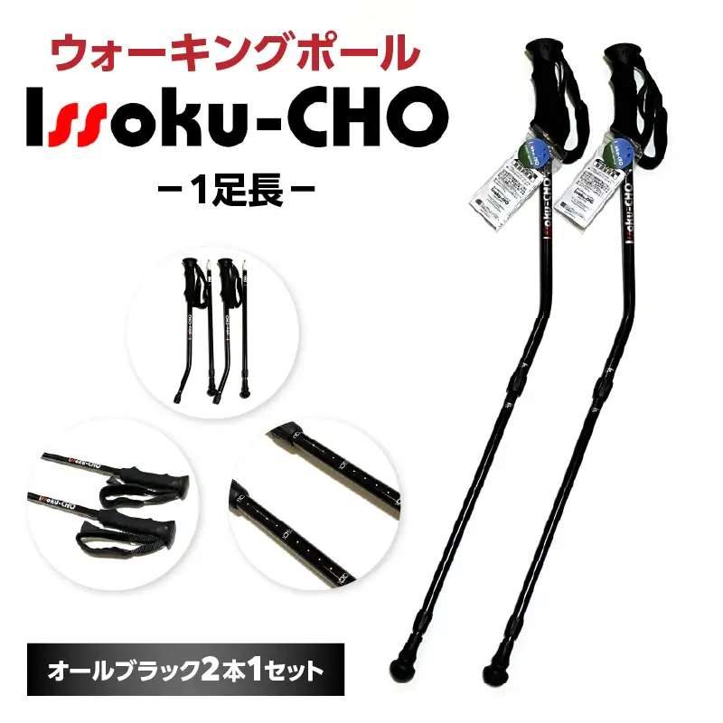 ウォーキングポール Issoku-CHO（1足長） オールブラック 2本1セット R17035