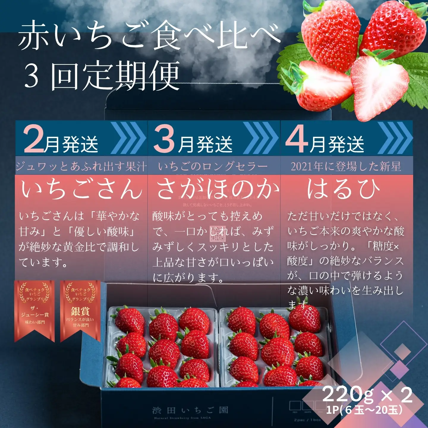 【先行受付！2027年2月から発送開始】赤いちご食べ比べ定期便　全3回（2月〜4月）：B280-011