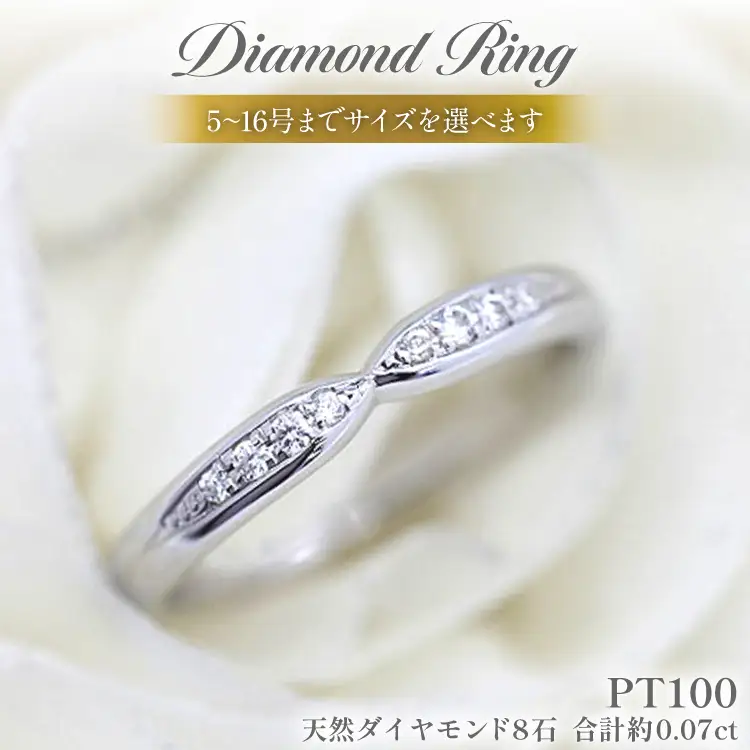 指輪 PT100 (プラチナ 10％) ダイヤモンド 0.07ct レディース リング 5～16号 0.5号刻み マリッジリング リボンラインしぼりアーム ジュエリー アクセサリー 【256-pt100】
