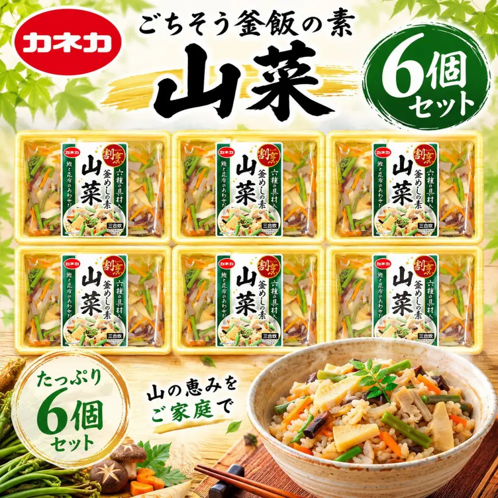 イチビキ「カネカ食品」 割烹窯めしの素　山菜 2合用（400g）×6個 家庭で簡単 炊き込みご飯の素 炊飯器で簡単 お弁当 レトルト お手軽 簡単調理 時短