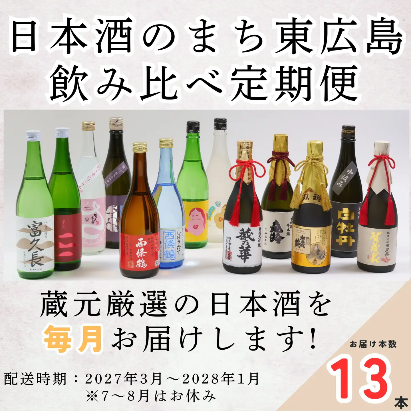【定期便】東広島日本酒飲み比べ定期便