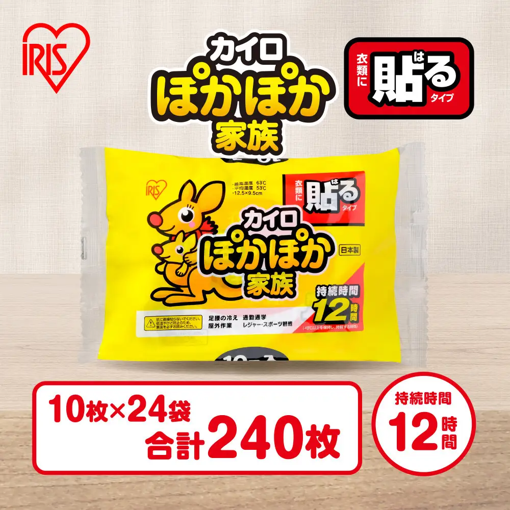 カイロ 240枚 ぽかぽか家族 貼るレギュラー 10枚×24袋 PKN-10HR