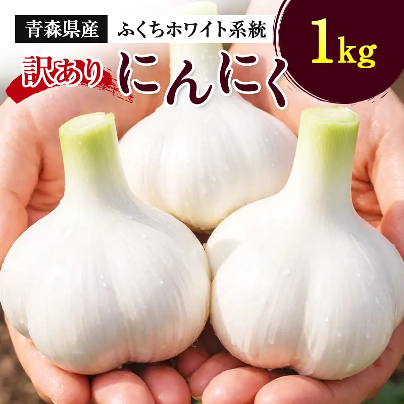 ≪訳あり≫ にんにく (ふくちホワイト系統) 1kg 【南部宝園】 ニンニク 大蒜 AOMORI AGRI BASE 青森県 南部町 F21U-738