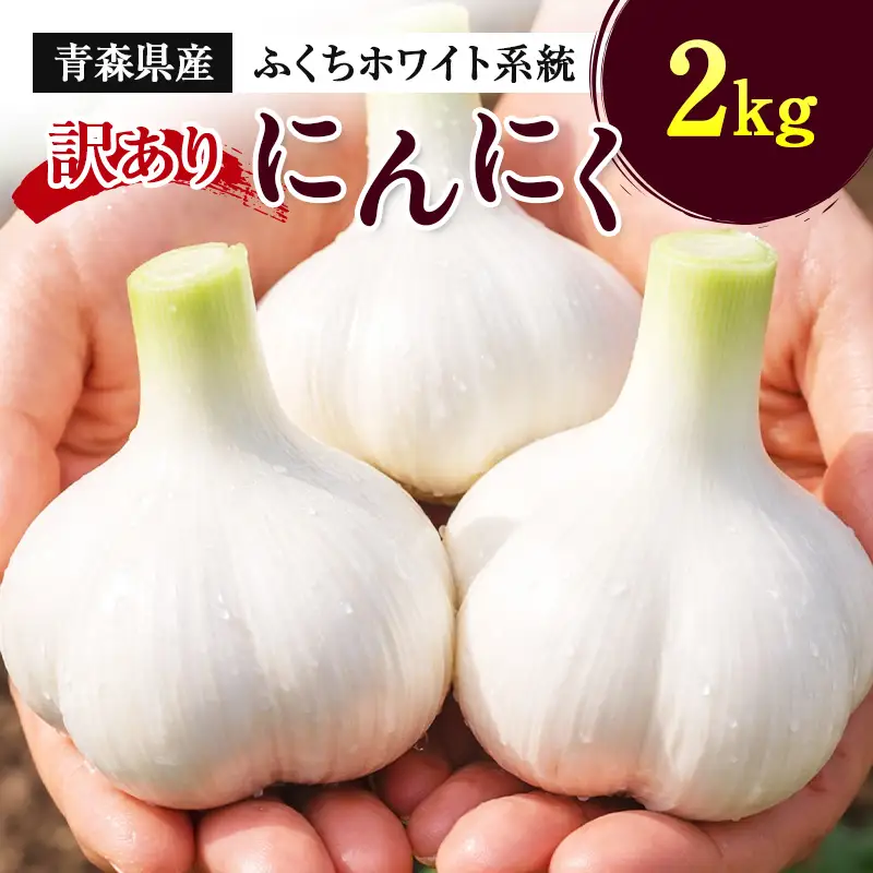 ≪訳あり≫ にんにく (ふくちホワイト系統) 2kg 【南部宝園】 ニンニク 大蒜 AOMORI AGRI BASE 青森県 南部町 F21U-739