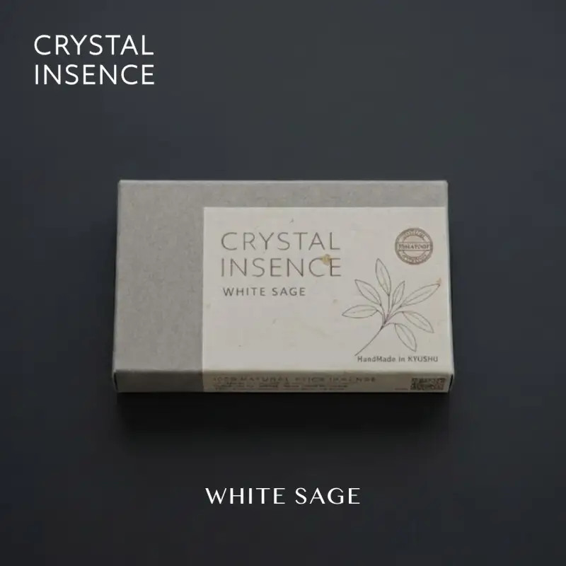 お香 ホワイトセージ30本入り／一日一本、ひと月の香り習慣【CRYSTAL INSENCE】／福岡市の自社工房で手作り