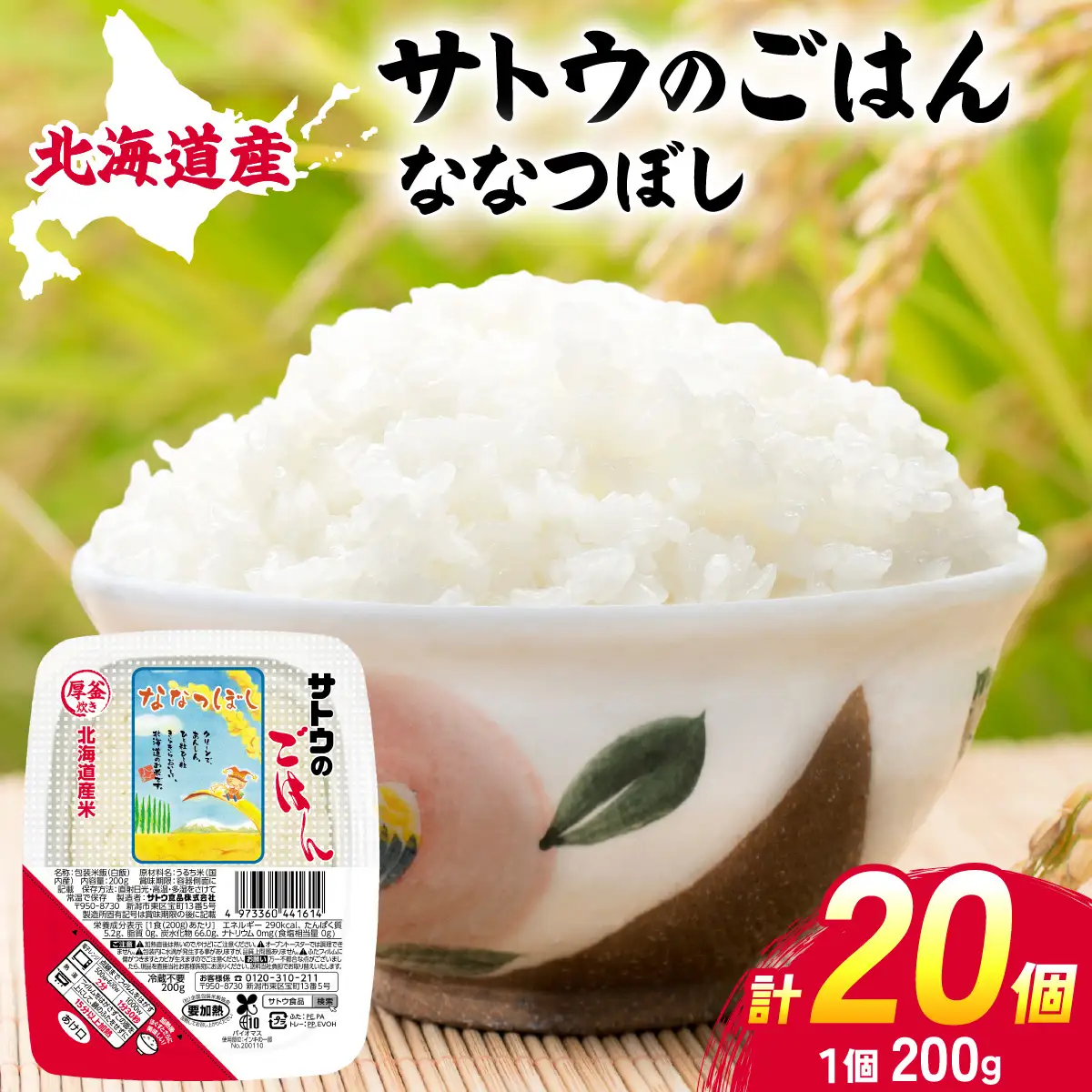 サトウのごはん 北海道産ななつぼし 200g×20個【a181-004】