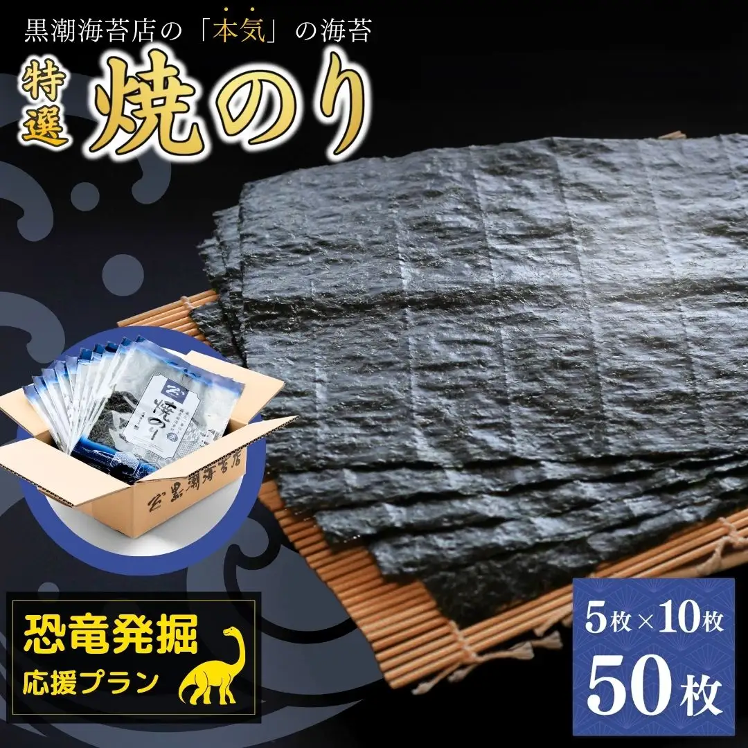 【恐竜発掘プロジェクト応援プラン】特選 焼き海苔 50枚 (5枚×10袋) | 焼のり 焼きのり 焼海苔
