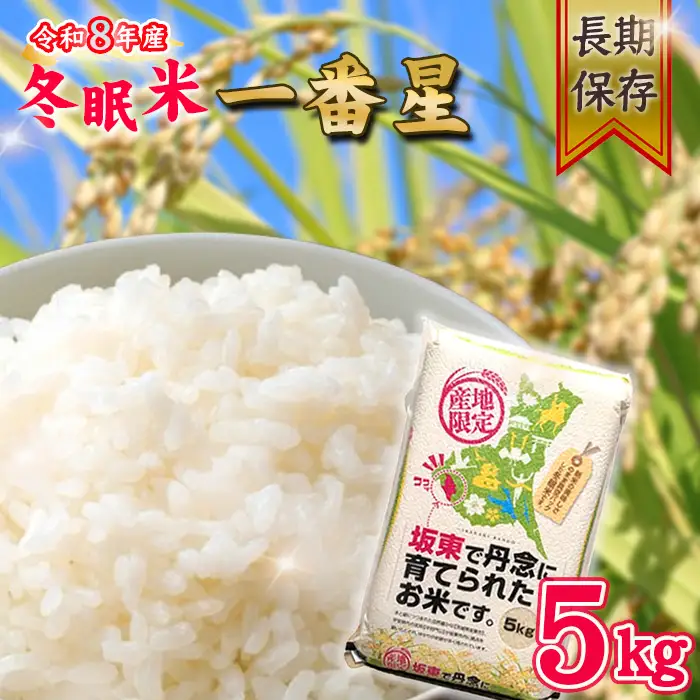 令和8年産　冬眠米一番星5kg ／ 令和8年 新米 米 お米 こめ コメ 精米 白米 ご飯 国産米 5kg 5キロ 一番星 大粒 甘み 真空 真空パック 長期保存 備蓄 買い置き 年中新米 おすすめ 人気 おいしい お取り寄せ 産地直送 産直 坂東市産 茨城県産 茨城産 茨城県 特産品 No.929
