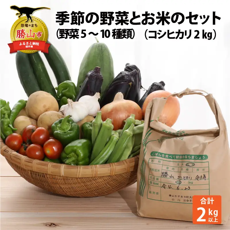 コシヒカリ 2kg 季節の野菜 5～10種類 セット コシヒカリ
