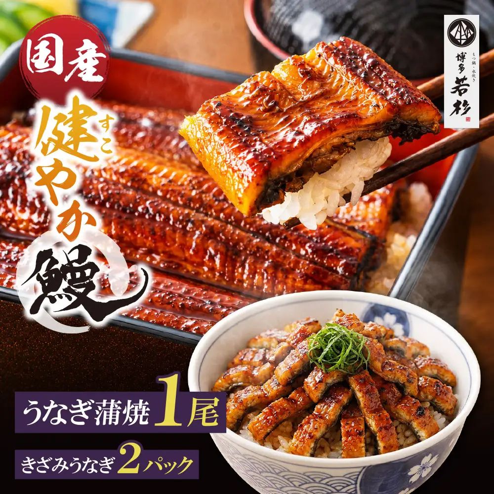 AA61-213 健やかうなぎ蒲焼×1尾(計155g以上) ＆ きざみうなぎ(85g)×2P うなぎ