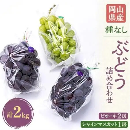 岡山県産のぶどう詰め合わせ2kg(シャインマスカット1房とピオーネ2房)_果物・フルーツ ぶどう・マスカット  ブドウ 葡萄 _【配送不可地域：離島】【1112964】