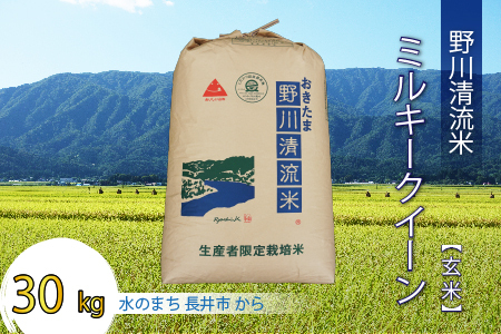 【令和7年産】【特別栽培米】【玄米】野川清流米「ミルキークイーン」30kg(30kg×1袋)_A091(R7)