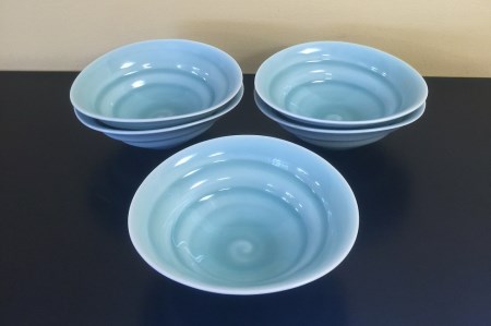 【伊万里焼】青磁うずまき小鉢 5個セット 027-H577